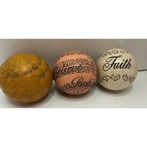 Elements Decorative Orbs Faith Believe Inspirational Spheres Set of 3 Multicolor